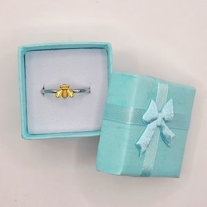 Dainty Bumble Bee Ring Gold and Silver Size 9.5